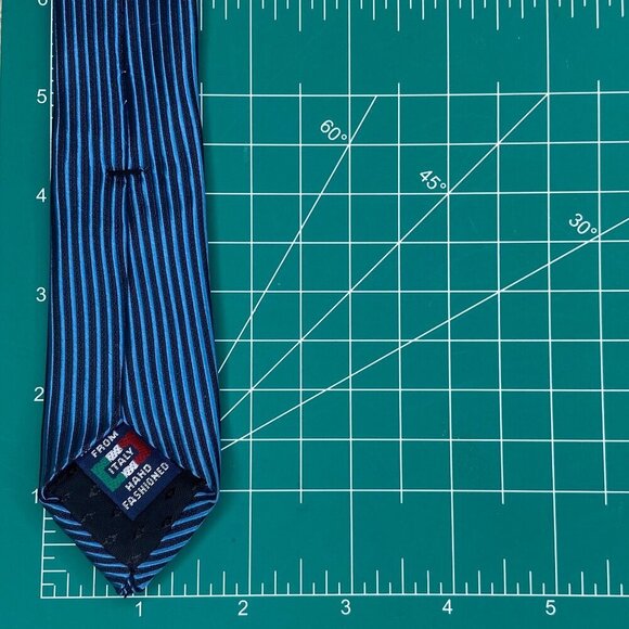 Nob Hill Collection Striped Silk Tie Made In USA Hand Fashioned Italy Blue Black - Picture 9 of 14